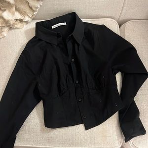 Abercrombie Cropped Collared Corset Button Down